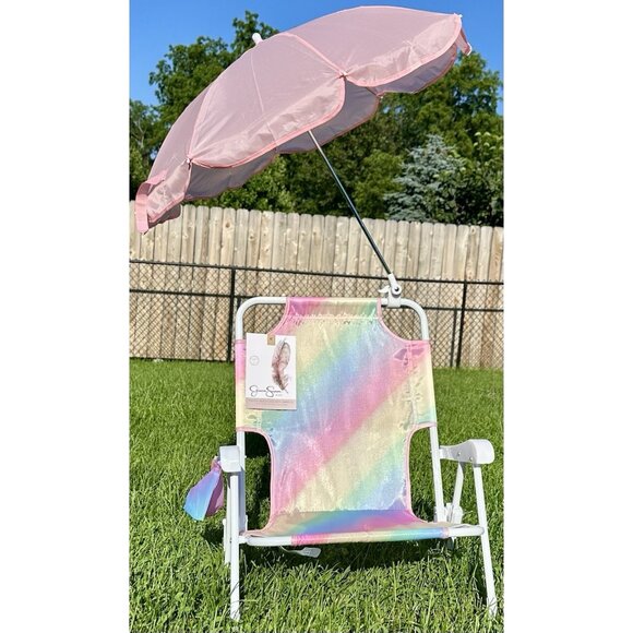 JESSICA SIMPSON Beach Chair 3-6 Years Hombre Rainbow Foldable Umbrella Cup - Picture 1 of 7